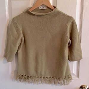 2:$18 Vintage Tassel Crop Sweater Olive Sz. S